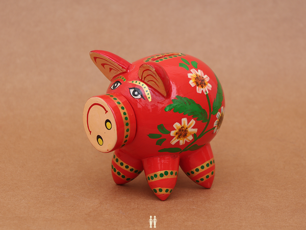 Wooden Handicraft Piggy Bank For Showpiece