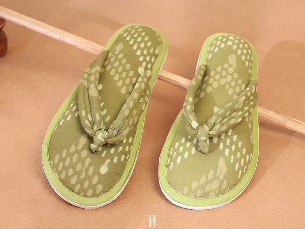 Printed Design Green Cotton Slippers