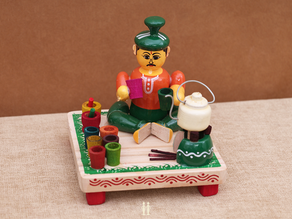 Wooden Handicraft Tea Seller For Showpiece