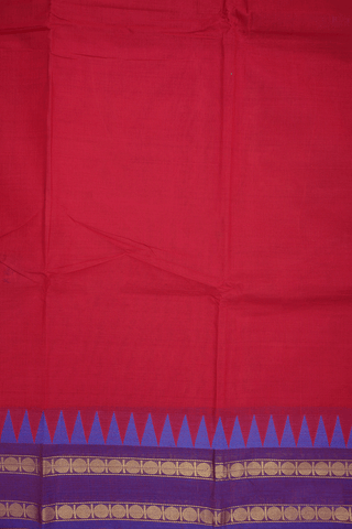 Threadwork Buttis Scarlet Red Chettinadu Cotton Saree
