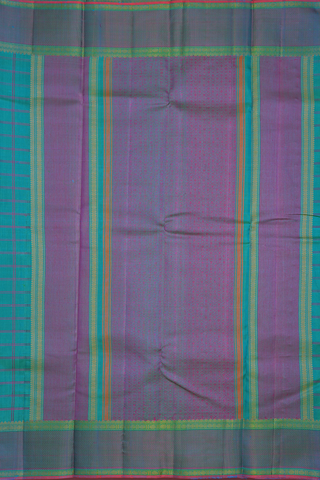 Checks Design Sea Blue Kanchipuram Silk Saree