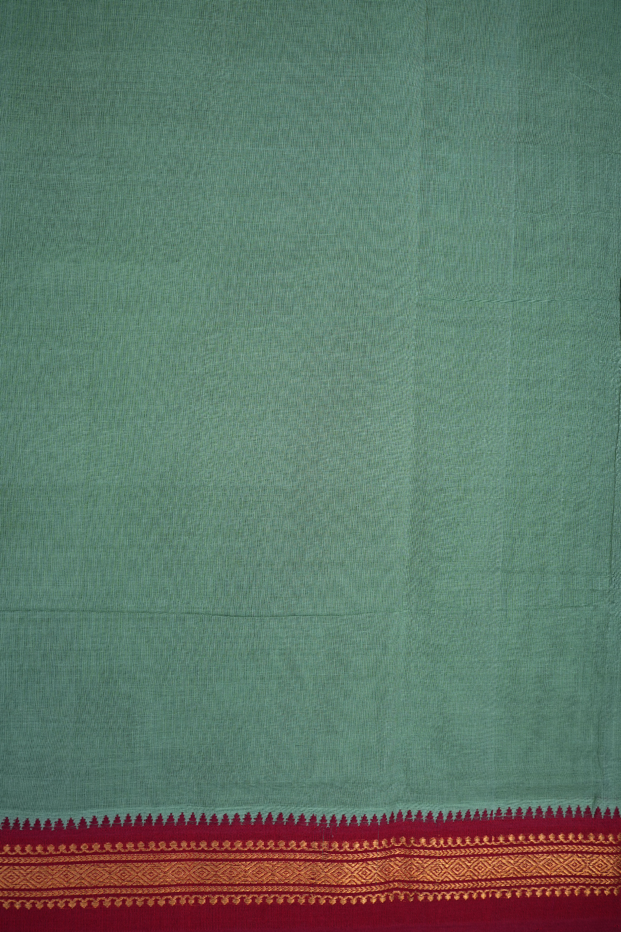 Diamond Border Plain Dusty Green Mangalagiri Cotton Saree