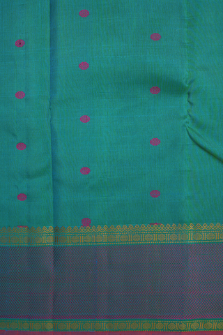 Checks Design Sea Blue Kanchipuram Silk Saree