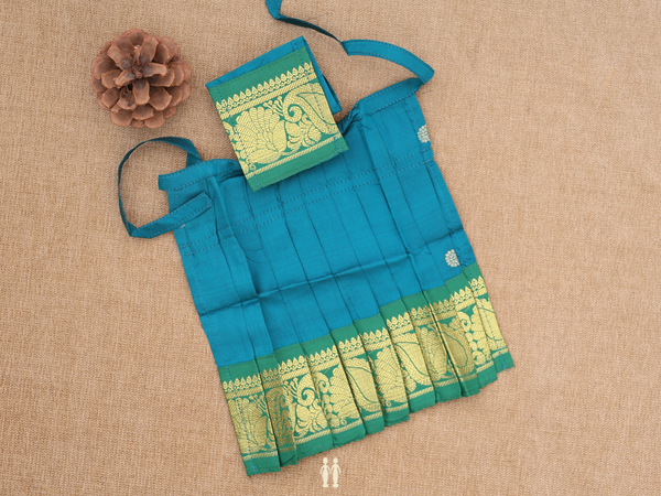 Zari Border Peacock Green Silk Cotton Amman Pavadai Set