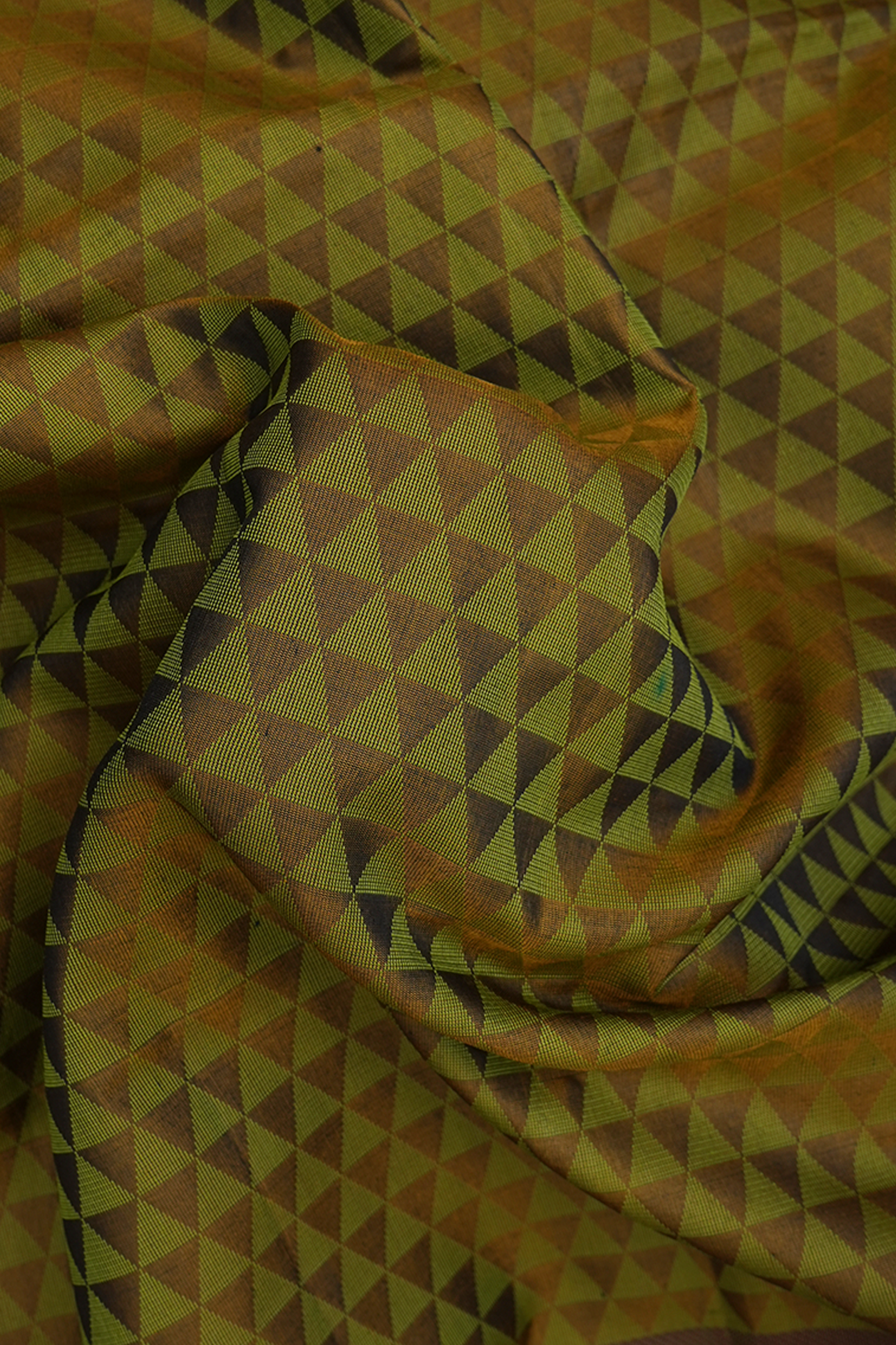 Triangle Design Mehendi Green Soft Silk Saree