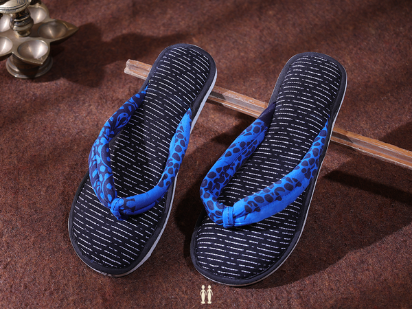 Allover Design Black Cotton Slippers
