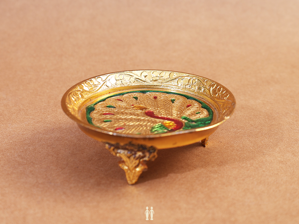 Peacock Design Brass Pooja Stand