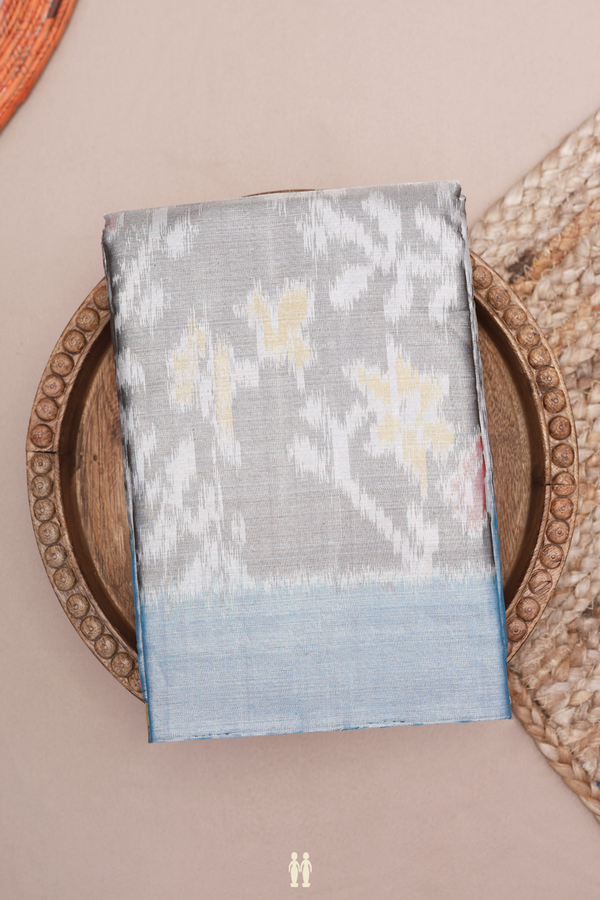 Kanchipuram Silk Saree In Grey Tissue With Allover Design