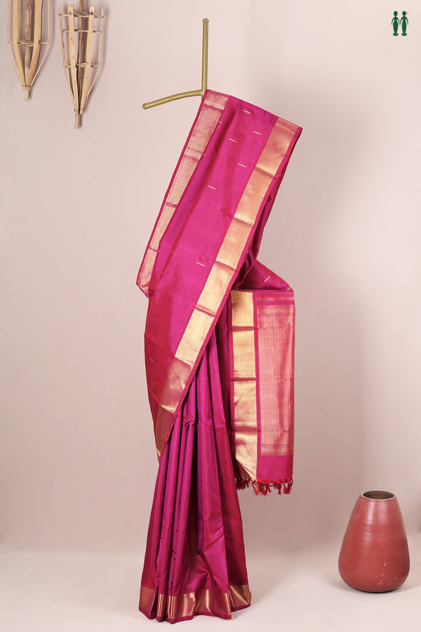 Kanchipuram Silk Saree In Berry Purple With Zari Buttas