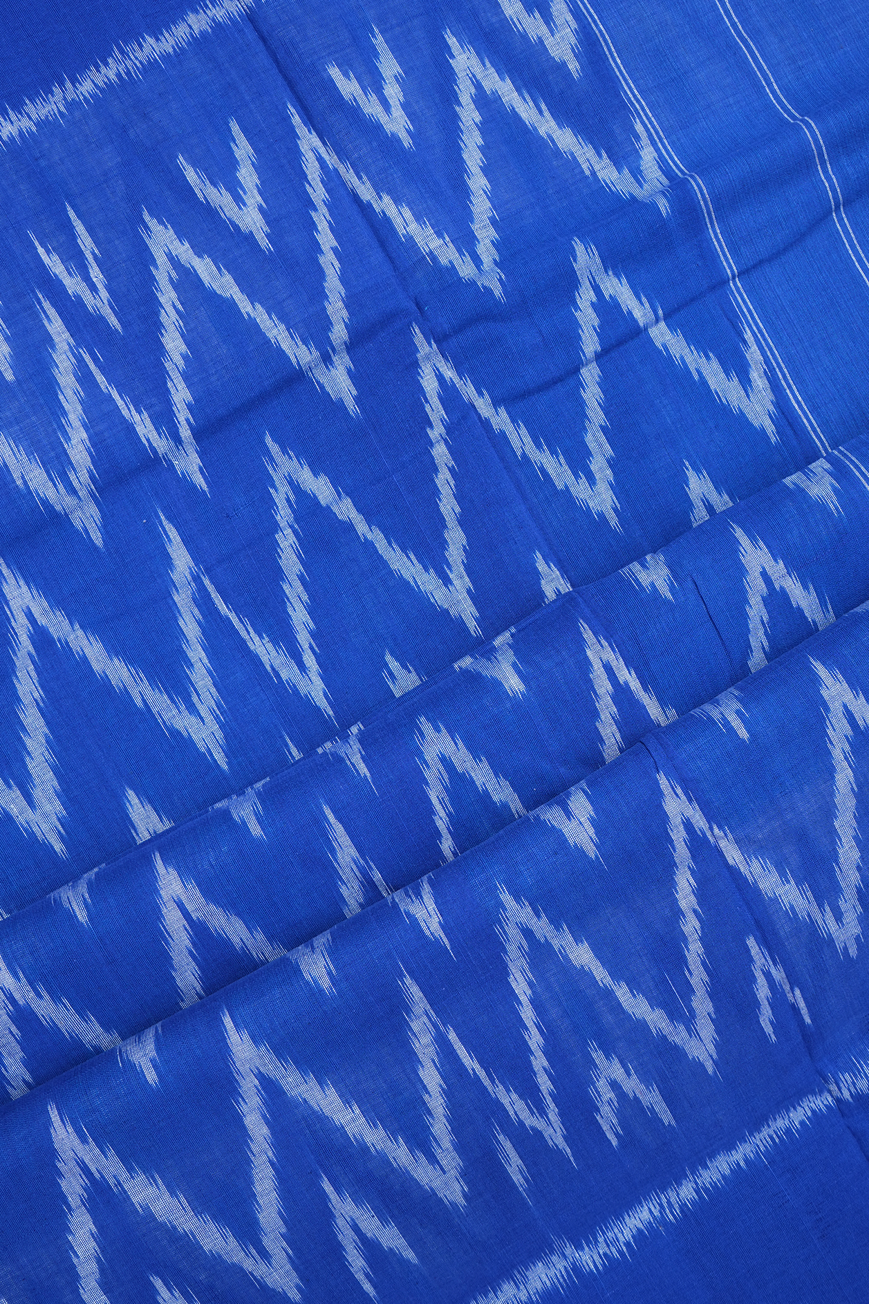 Triangle Motifs Deep Sky Blue Pochampally Cotton Saree