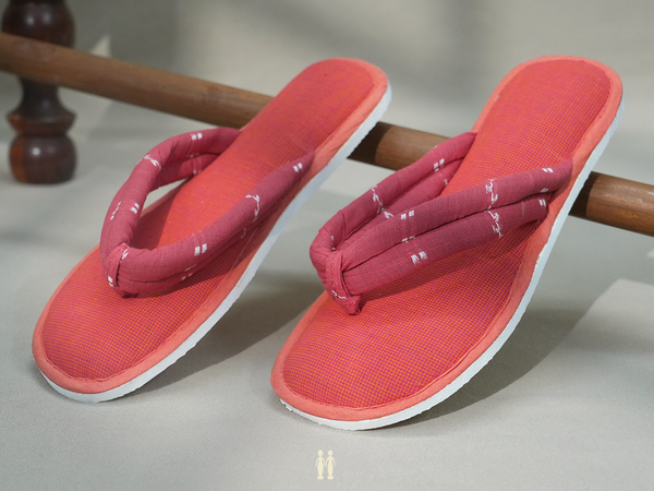 Self Design Red Cotton Slippers
