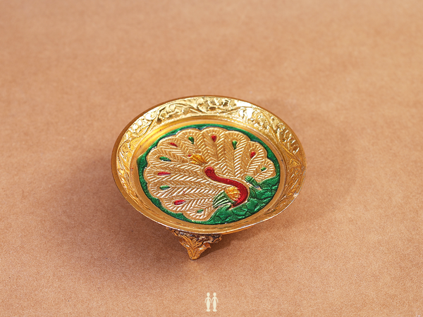 Peacock Design Brass Pooja Stand