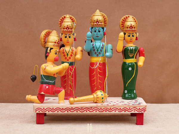 Wooden Ramar, Seeta, Lakshmanan And Hanuman For Showpiece