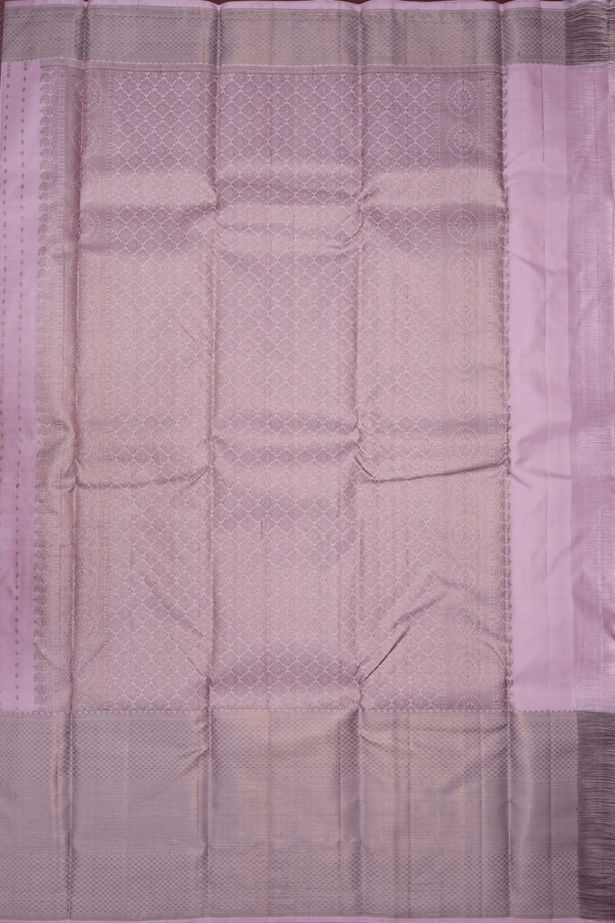 Rudraksh Zari Buttis Pastel Pink Kanchipuram Silk Saree