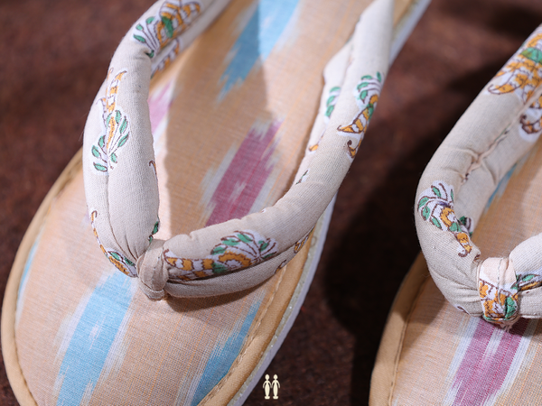 Ikkat Design Caramel Yellow Cotton Slippers