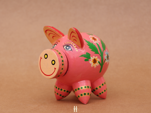 Wooden Handicraft Piggy Bank For Showpiece