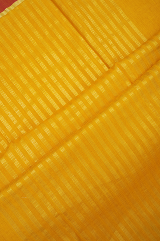 Cow Zari Motifs Saffron Yellow Tussar Silk Saree