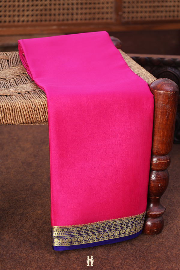 Mysore Silk Saree In Magenta With Contrast Border