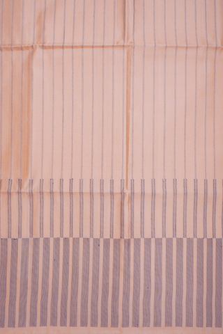 Stripes Threadwork Design Biscuit Color Soft Silk Saree