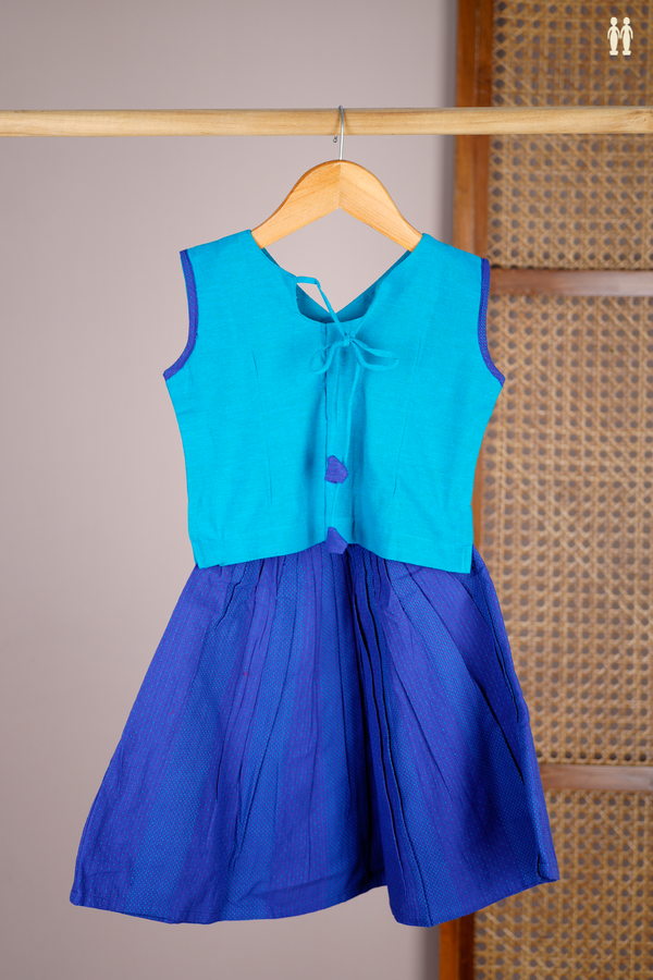 Embroidered Design Shades Of Blue Readymade Pavadai Sattai