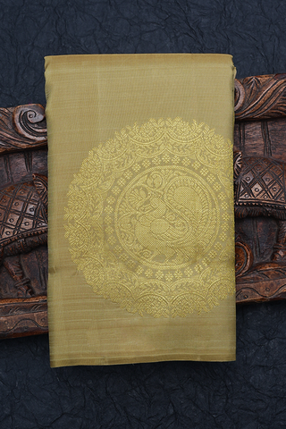 Mandala Design Green Beige Kanchipuram Silk Saree