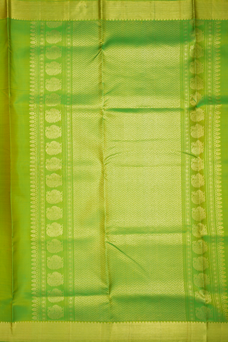 Chevron Border Lime Green Kanchipuram Nine Yards Silk Saree