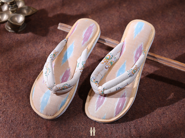 Ikkat Design Caramel Yellow Cotton Slippers