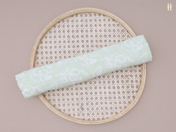 Floral Design Green Linen Towel