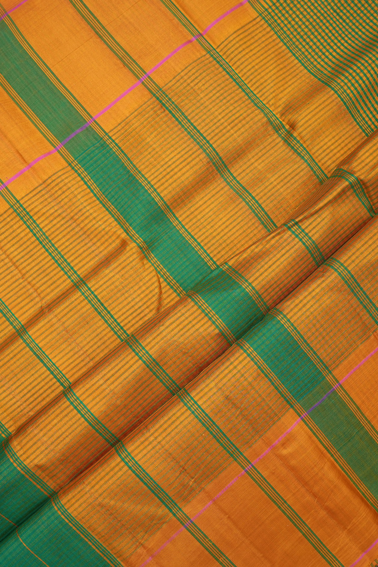 Small Checks Design Yellow And Green Koorainadu Cotton Saree