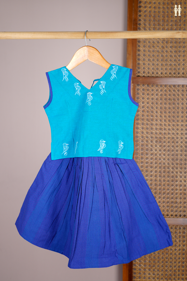 Embroidered Design Shades Of Blue Readymade Pavadai Sattai