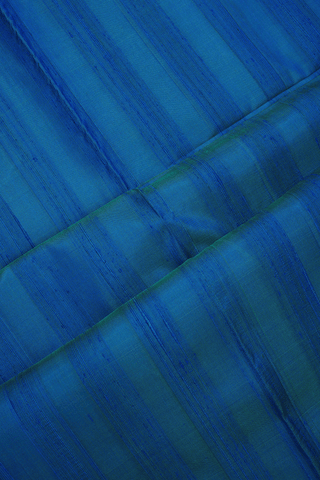 Plain Peacock Blue Raw Silk Saree