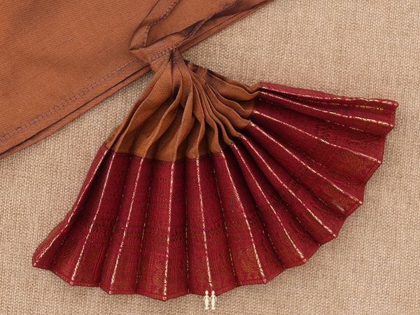 Zari Border Brown Silk Cotton Amman Pavadai Set