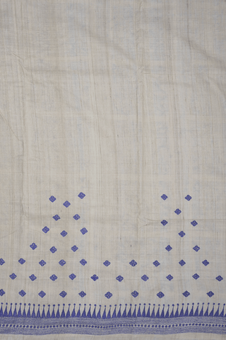 Embroidered Buttas Off White Tussar Silk Saree