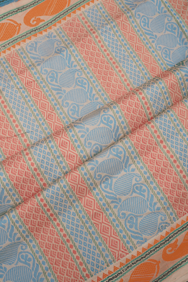 Checks With Buttas Teal Blue Poly Cotton Saree