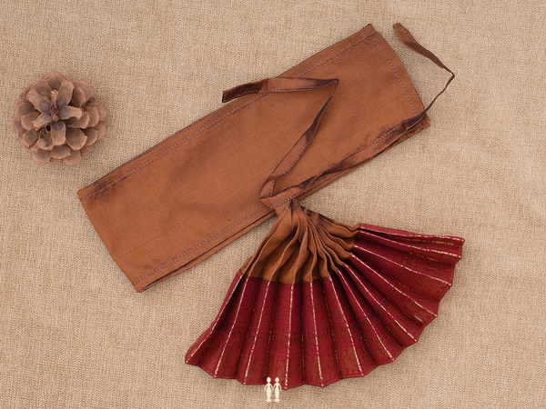 Zari Border Brown Silk Cotton Amman Pavadai Set