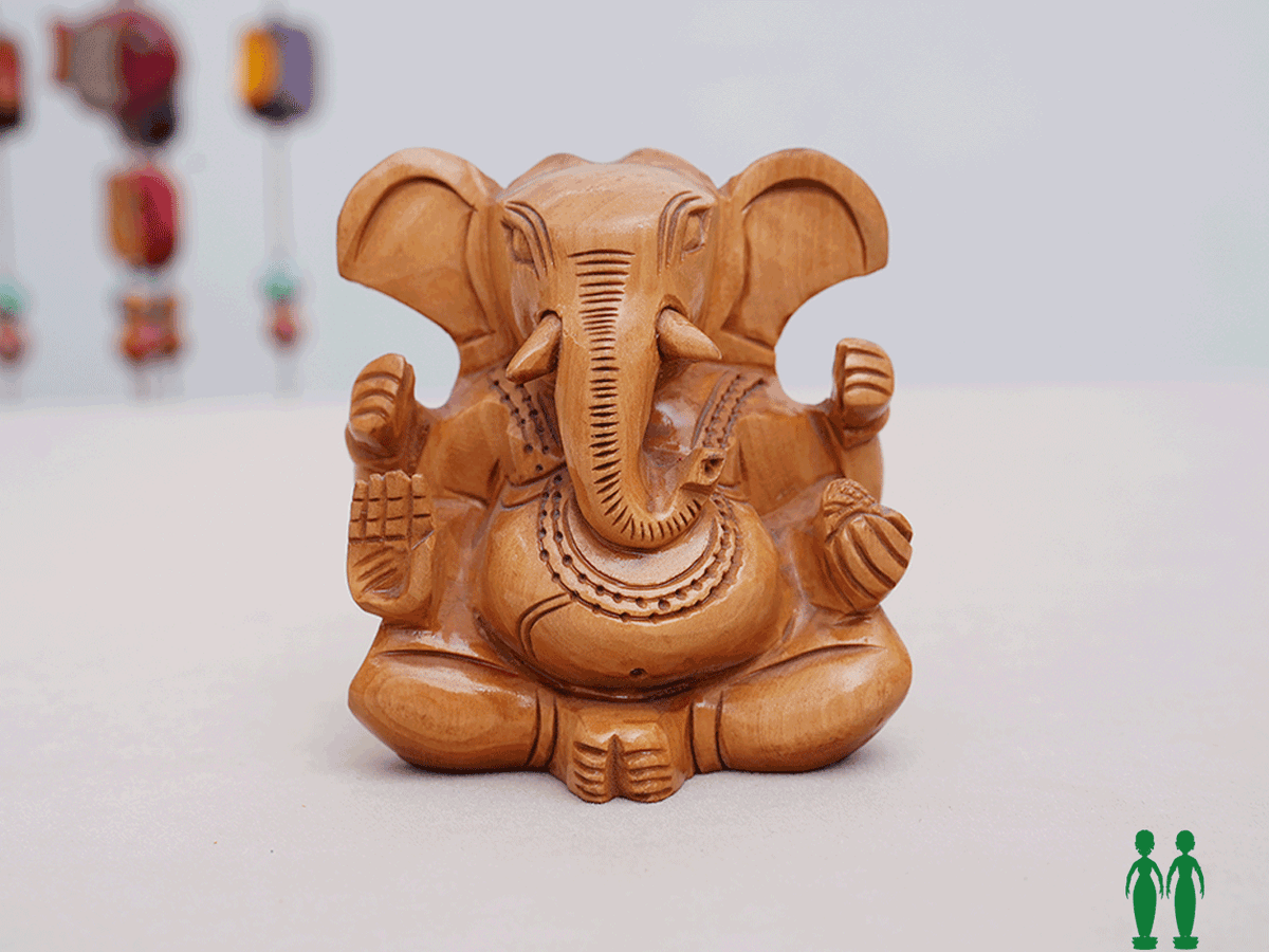 Wooden Handicraft Ganesha Statue For Showpiece
