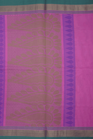Threadwork Motifs Lotus Pink Coimbatore Cotton Saree