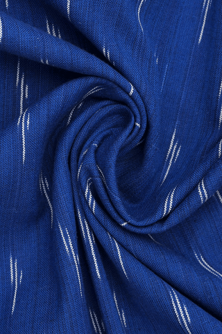 Chinese Collar Stripe Design Royal Blue Ikat Cotton Long Kurta