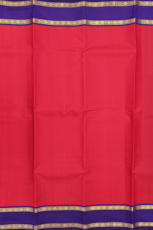 Kanchipuram Silk Saree In Crimson Red With Rettai Pettu Border