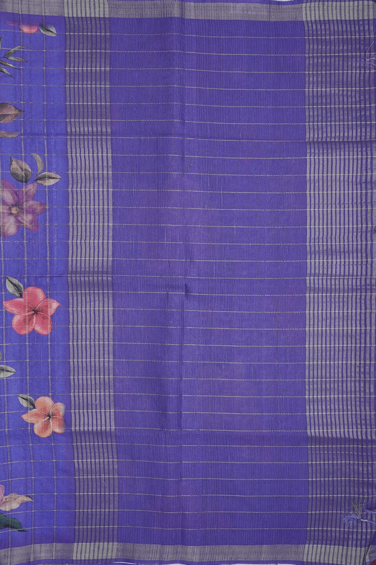 Floral Digital Printed Violet Semi Tussar Silk Saree