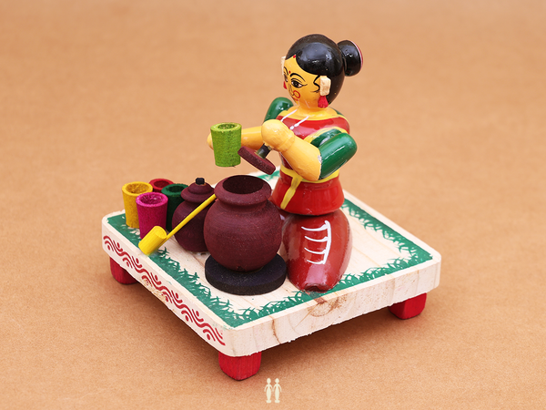 Wooden Handicraft Butter Milk Seller For Showpiece