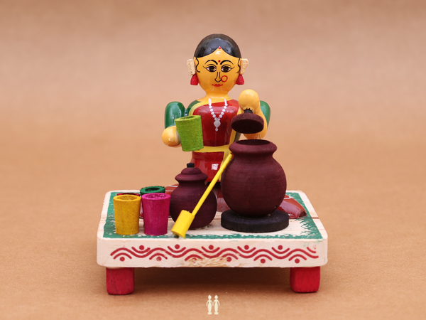 Wooden Handicraft Butter Milk Seller For Showpiece