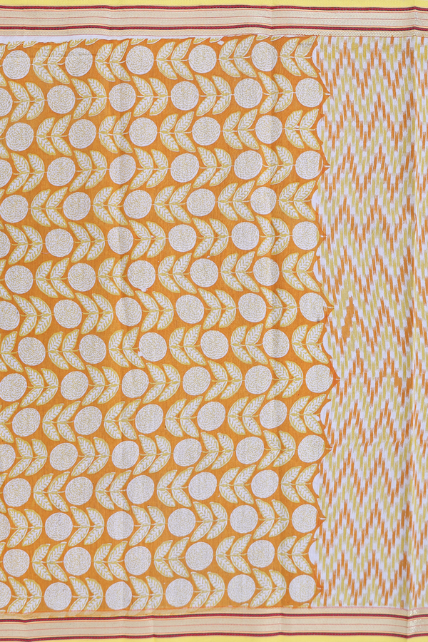 Floral Design Orange Cotton Unstitched Salwar Set