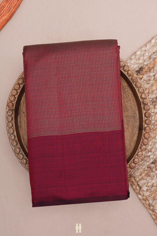 Kanchipuram Silk Saree In Burgundy Red With Stripes Design
