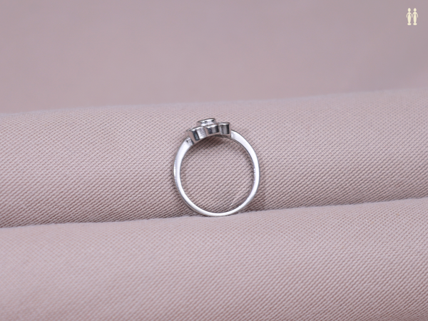 Floral Design With Crystal Stone Pure Silver Ring