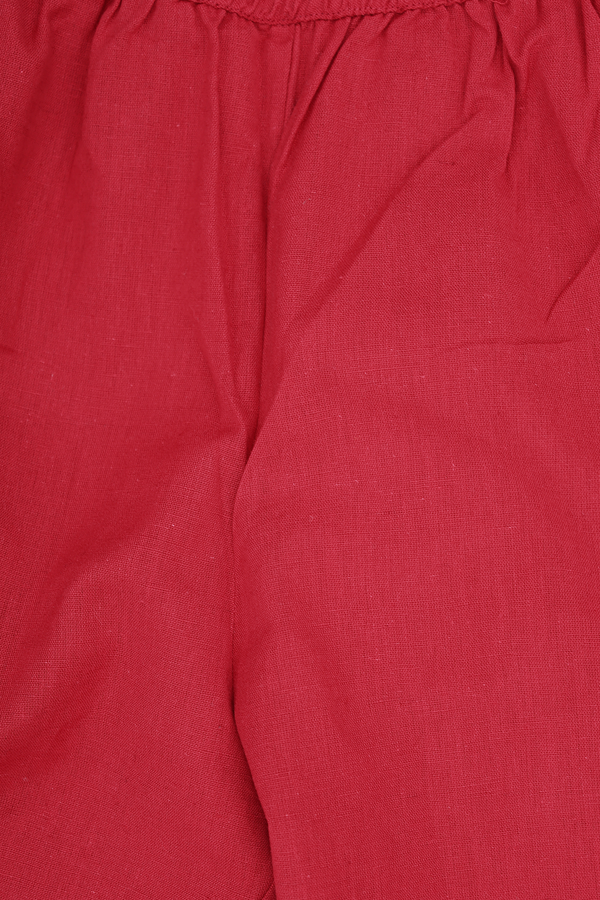 Round Neck Patch Work Red Cotton Salwar Set