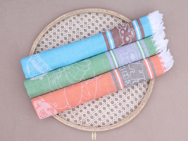Multicolor Set Of 3 Cotton Towels