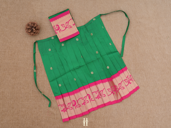 Floral Buttas Green Silk Cotton Amman Pavadai Set