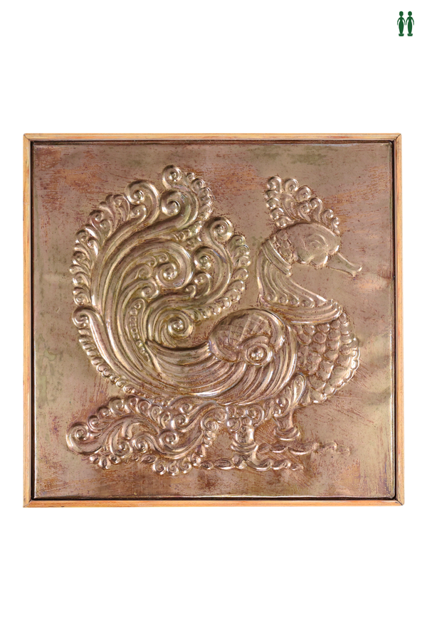 Peacock Design Embossed Wall Hanging for Home Decor