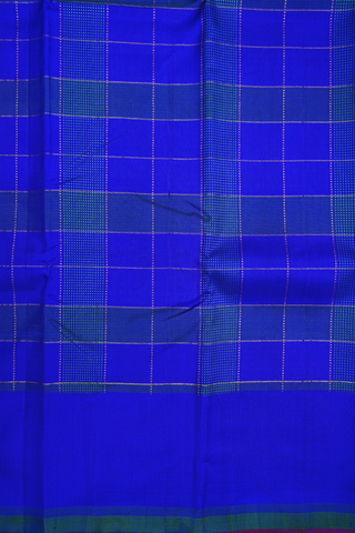Allover Checked Design Royal Blue Kanchipuram Silk Saree